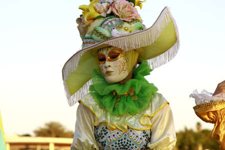 masked women in festivalの写真素材