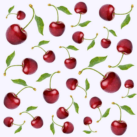 Pattern with cherry in triangulation techniqueのイラスト素材