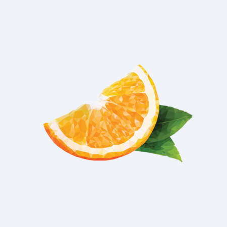 An orange in triangulation technique on blue backgroundのイラスト素材