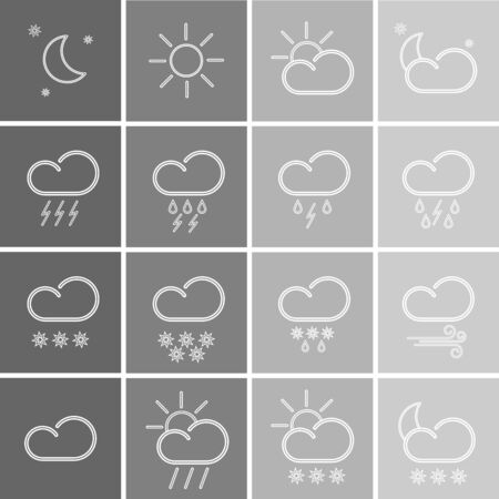 set with different weather icons in different colorのイラスト素材