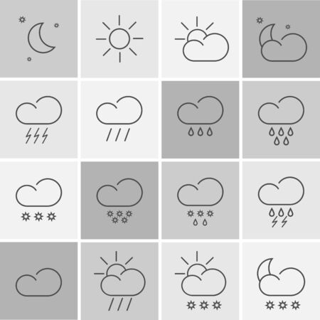 set with different weather icons in different colorのイラスト素材