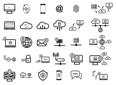 Flat Design Protection and Security Icons Set. Isolated Illustration.のイラスト素材