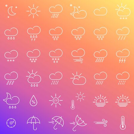 set with different weather icons with colorful backgroundのイラスト素材