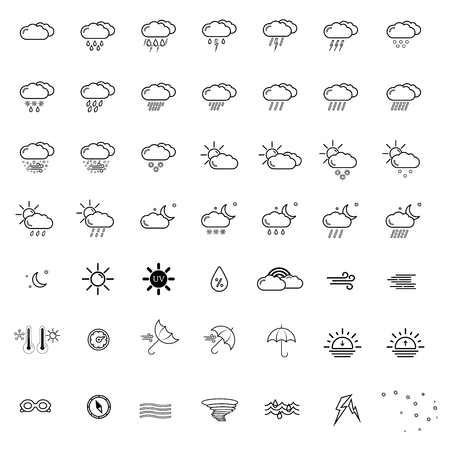 set with different weather icons with colorful backgroundのイラスト素材
