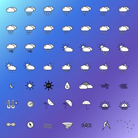 set with different weather icons with colorful backgroundのイラスト素材
