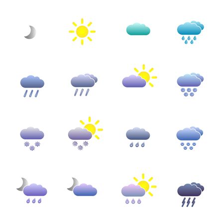 set with different weather icons with colorful backgroundのイラスト素材