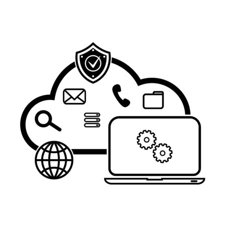 Cloud internet technology. IT cloudm Universal internet iconsのイラスト素材
