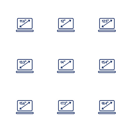 A picture depicting different diagonals of laptop screens. EPS 10のイラスト素材