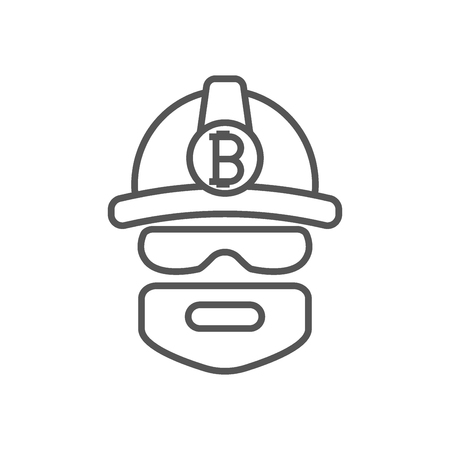 Bitcoin miner extracting bitcoins. Miner logo. Mining Bitcoin Crypto Currencies. Vector illustration. Editable stroke. EPS 10のイラスト素材