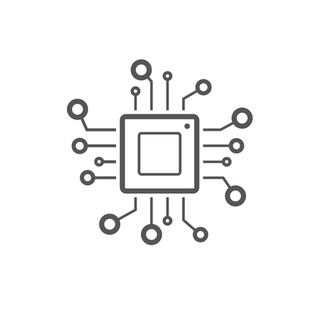 Processor line vector icon for websites and mobile minimalistic flat design. Mini CPU Icon Flat Style. Mobile CPU Vector. Phone CPU Illustration. Basic CPU Icon. Editable Stoke.のイラスト素材