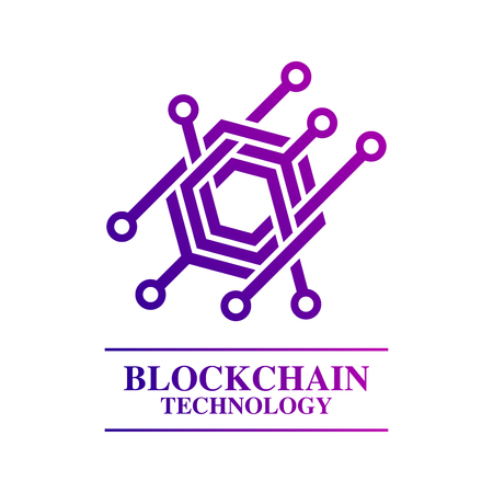 Block chain technology logo template concept abstract geometric business sign.のイラスト素材