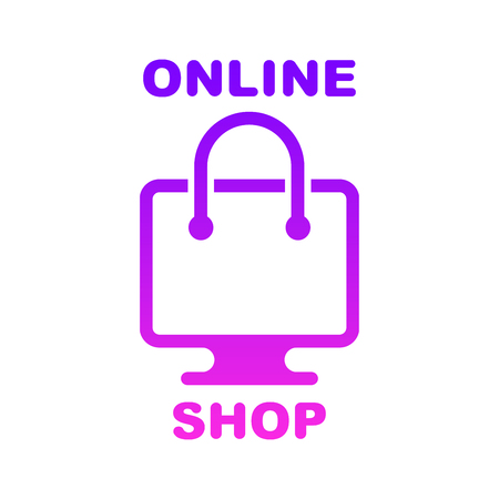 Online shop, online store logo. Logotype for business. Isolated vector illustrationのイラスト素材