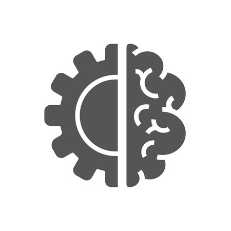 Creative Brain Concept Logo Design Template. AI, Iot, Industry 4.0のイラスト素材