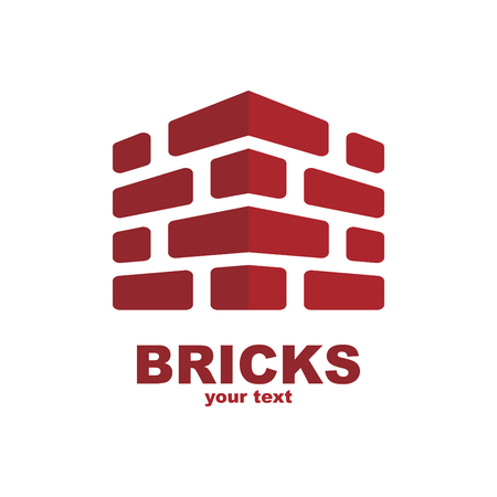 Vector logo template for real estate or building company. Illustration of a house made of four white bricks. EPS10. Icon concept. Architecture.のイラスト素材