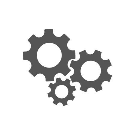 Three gear sign simple icon on white backgroundのイラスト素材