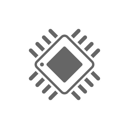 Computer chip chalk icon. Processor. Memory card. Central processing unit. Artificial intelligence. Isolated vector chalkboard illustrationのイラスト素材