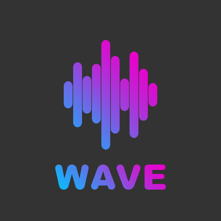 Audio wave visual abstract logo. Music and audio wave in gradient color. Logo for web, apps, programs and services.のイラスト素材