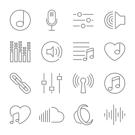 Set of Music Vector Line Icons. Music thin line iconsのイラスト素材