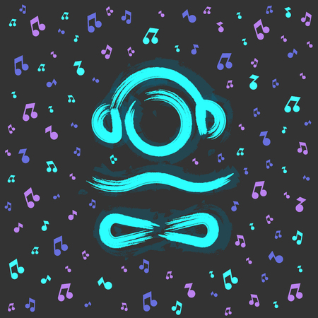 Vector neon sign for decoration and covering on the color background. Concept of night club, music and dj profession. EPS 10のイラスト素材