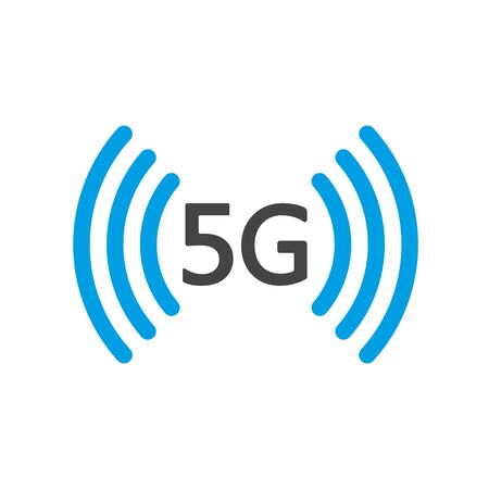 Vector technology icon network sign 5G. Illustration 5g internet symbol in flat line minimalism style. 5G internet network vector logo or UI app icon for 5G mobile net connectionのイラスト素材