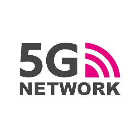 5G new wireless internet wifi connection. Vector technology icon network sign 5G. Fifth innovative generation of the global high speed Internet broadband networkのイラスト素材