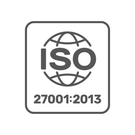 ISO 27001 certified label. ISO IEC 27001 sign. Vector illustration. EPS 10のイラスト素材