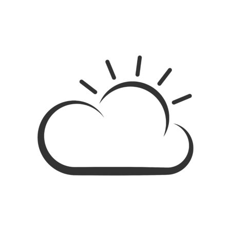 Thin line icon of weather. Sun and cloud. Vector lines illustration. EPS 10のイラスト素材