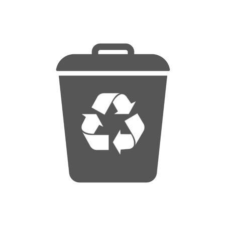 Garbage Trash can Vector Icon. Eco Bio concept, recycling. Flat design illustration isolated on white background. Black. Sign for web, website. EPS 10のイラスト素材