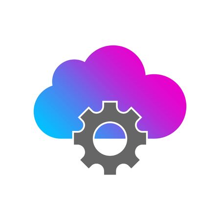 Cloud storage settings linear icon. Thin line illustration. Web hosting preferences. Cloud computing with cogwheel contour symbol. Vector isolated drawing.のイラスト素材