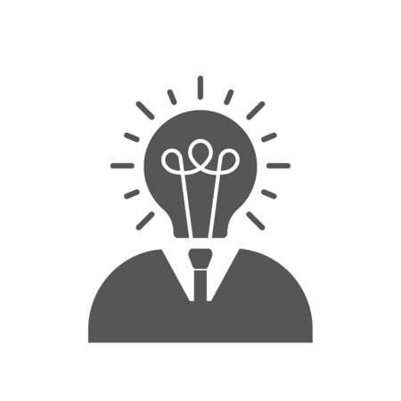 Businessman with lightbulb head flat icon on white background. EPS 10のイラスト素材