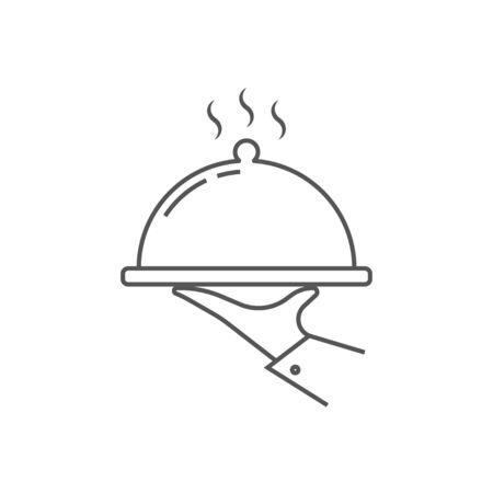 Tray in waiter hand icon vector. Simple waiter sign. EPS 10.のイラスト素材