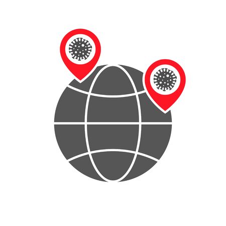 Coronavirus decease outbreak. Covid-19. Location of the infection. Epicenter of the infection. Vector illustration. EPS 10のイラスト素材