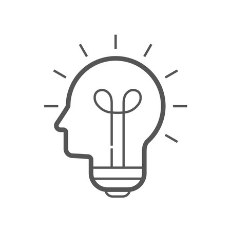 Icon for idea, conclusion, enterprising, visionary, consideration, opinion, thought, suggestion. Brainstorming outline icon. EPS 10のイラスト素材