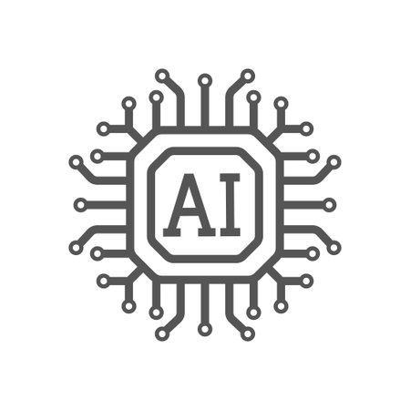 AI Processor vector icon for websites and mobile. Minimalist flat design. Mini AI CPU icon in flat style. Mobile AI CPU. Phone CPU Illustration. Artificial Intelligence. Computer chip microprocessorのイラスト素材