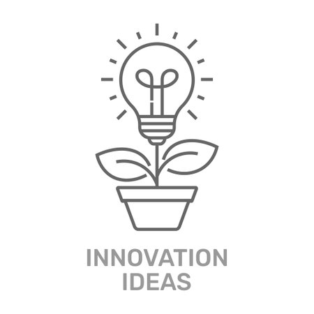 Vector creative concept in line style. Light bulb growing from the flower pot. Innovation Idea concept. Technology innovations. Editable Stroke. EPS 10のイラスト素材
