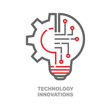 Gear lamp logo design with industry or engineering concept. Technology Solutions concept. EPS 10のイラスト素材