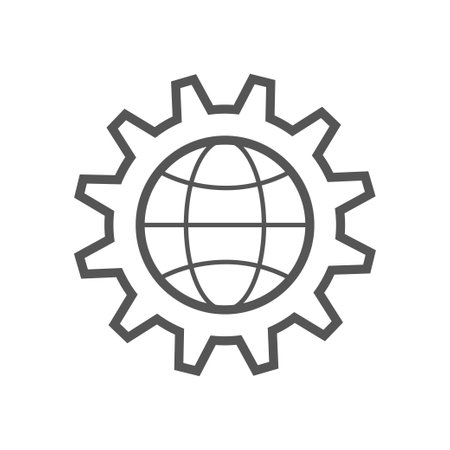 Global settings vector icon. Settings, download and connection. Flat style sign for mobile concept and web design. Global settings sign. EPS 10のイラスト素材