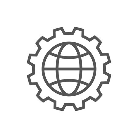 Global Setting vector outline icon illustration. Editable Stroke. EPS 10.のイラスト素材