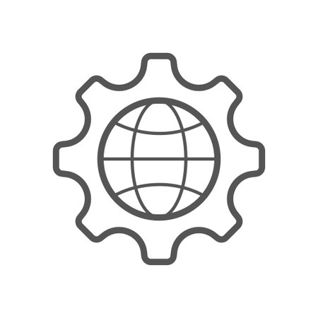 Global setting vector outline icon illustration. Editable Stroke. EPS 10.のイラスト素材