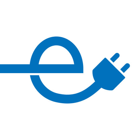 Electrical automobile cable contour looks like letter E . ECO charger concept, plug charging symbol. Eco friendly electro auto vehicle concept. Vector electricity illustration. EPS 10のイラスト素材