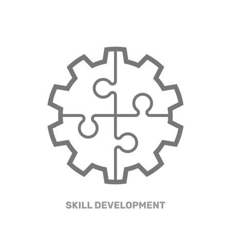 Jigsaw puzzle icon. Solving the problem, moving to the next level and skill development concept. Editable Stroke. EPS 10のイラスト素材