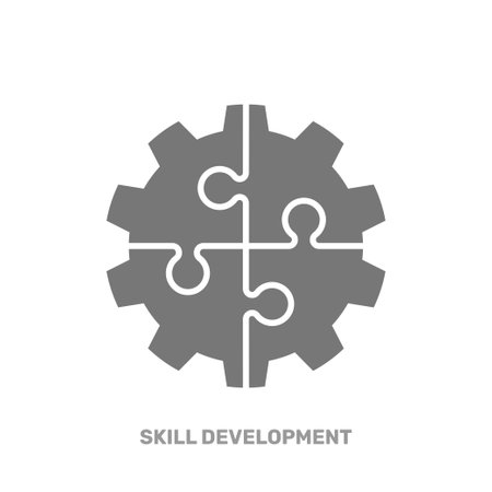 Jigsaw puzzle icon. Solving the problem, moving to the next level and skill development concept. EPS 10のイラスト素材