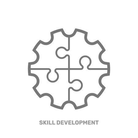 Jigsaw puzzle icon. Solving the problem, moving to the next level and skill development concept. Editable Stroke. EPS 10のイラスト素材