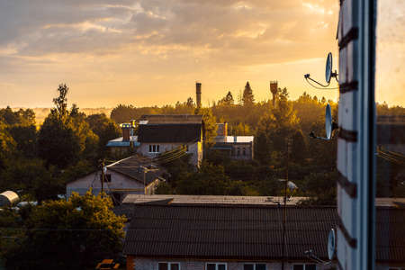 a small town at sunset