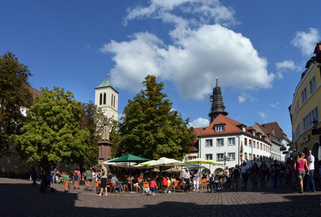 Freiburg, Germany - August 16, 2012 : Rathausplatz,  A square in downtown Freiburg im Breisgauのeditorial素材