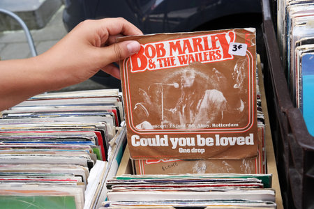 BELGIUM - JULY 2014 Single record of Bob Marley and the Wailers on a flea market.