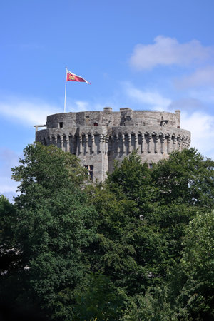 Tower of the medieval Chateau de Dinan a walled Breton town in the Cotes-d armorのeditorial素材