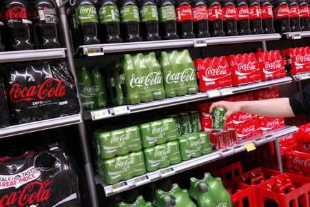 BELGIUM - MAY 2015: Life Coca Cola, a soft drink produced with stevia and sugar as sweeteners in...