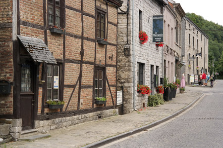 DURBUY, BELGIUM - JULY 2015 Street view of Durbuy, a Walloon city in the Belgian Ardennes, known as the smallest town in the worldのeditorial素材