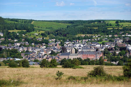 Panorama on the Town of Stavelot in the Belgian Ardennesの写真素材